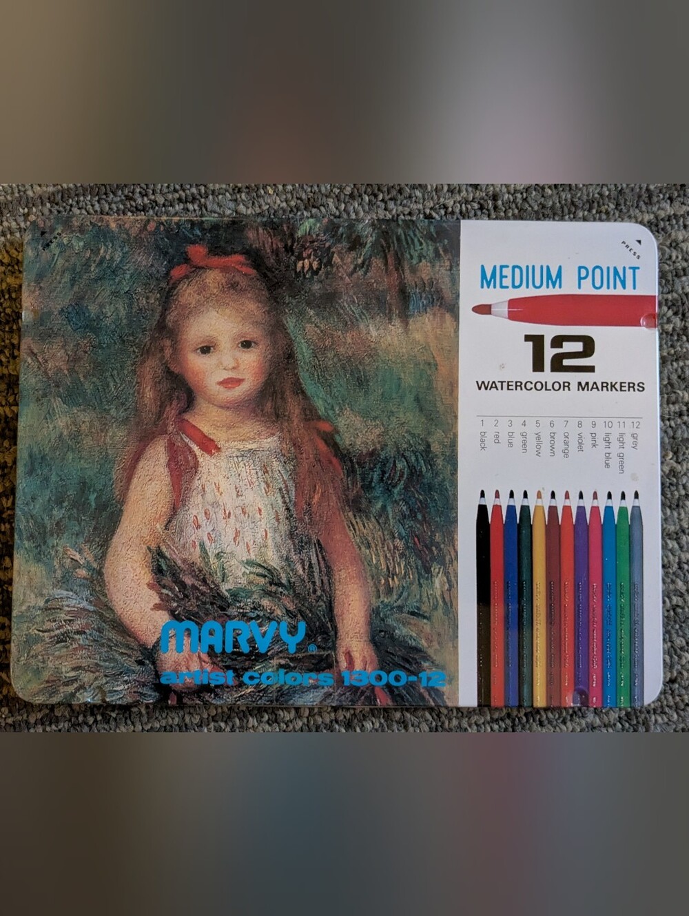 Vintage Marvy Artist Colors 1300-12 Marker Set
